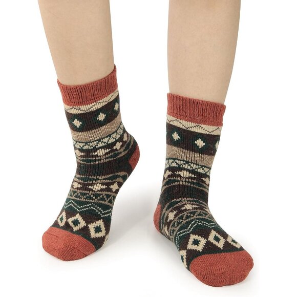 BenSorts Women 5 Packs Vintage B Winter Thick Socks Thick Warm Boots Socks - Picture 8 of 8